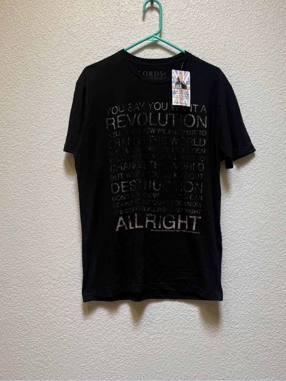 Lords of Liverpool Men's T-Shirt with 'Allright' Print sz Large